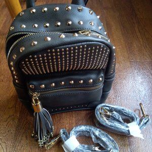 Bebe Jett Mini Studded Backpack Charcoal